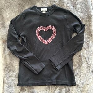 American Apparel Rhinestud Heart Embellished Shirt